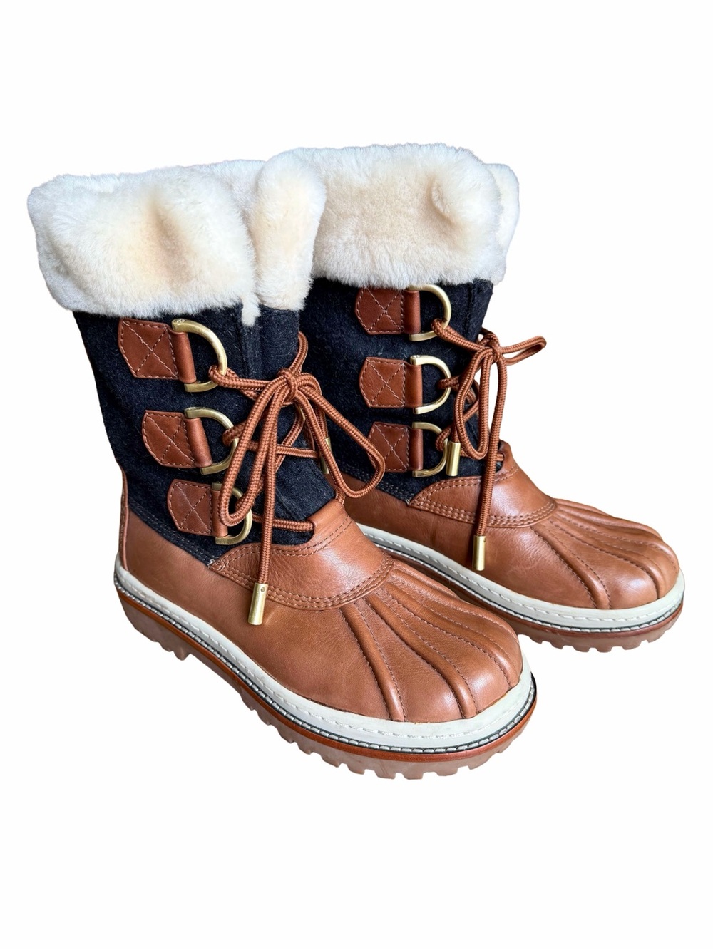 Tory Burch Jada Shearling Duck Boots Size 6 NWOT